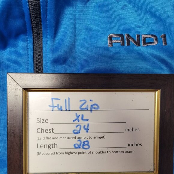 AND1 Full Zip Jacket Lightweight Pockets Blue Athletic Windbreaker Mens XL - Picture 7 of 10
